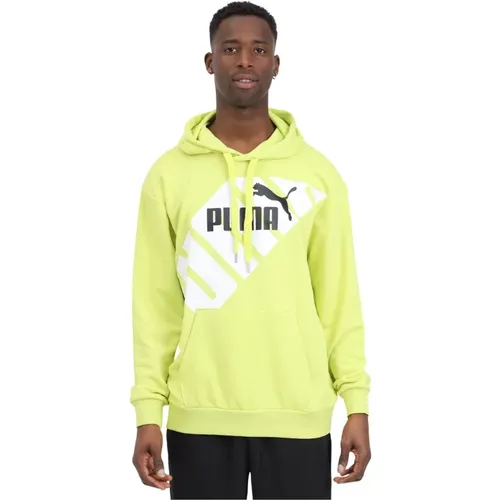 Gelber Hoodie Sweatshirt Colorblock Grafik - Puma - Modalova