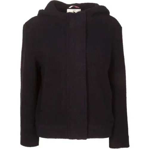 Wool and Teddy Fabric Coat with Hood and Hidden Zipper , female, Sizes: S - Max Mara - Modalova