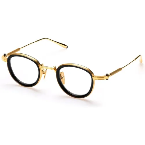 Elegante Runde Brille Gold Schwarz Kristall - Akoni - Modalova