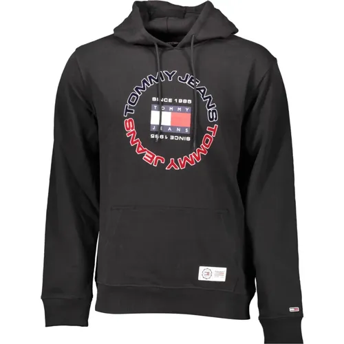 Schwarzer Hoodie mit Zentraltasche , Herren, Größe: S - Tommy Hilfiger - Modalova