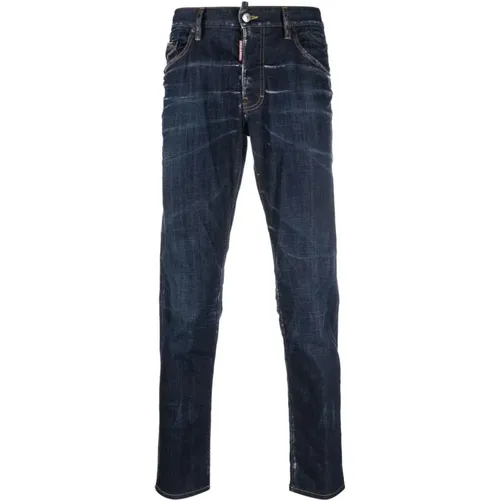 Gebleichte Effekt Jeans mit Vorderknopf , Herren, Größe: S - Dsquared2 - Modalova