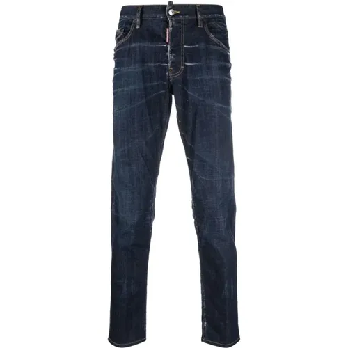 Gebleichte Effekt Jeans mit Vorderknopf , Herren, Größe: XL - Dsquared2 - Modalova