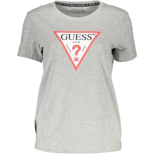 Elite Graues Bio-Baumwolle Tee , Damen, Größe: XL - Guess - Modalova