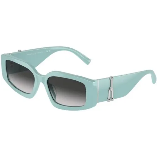 Blaue Rahmen Graue Verlauf Sonnenbrille , Damen, Größe: 54 MM - Tiffany - Modalova