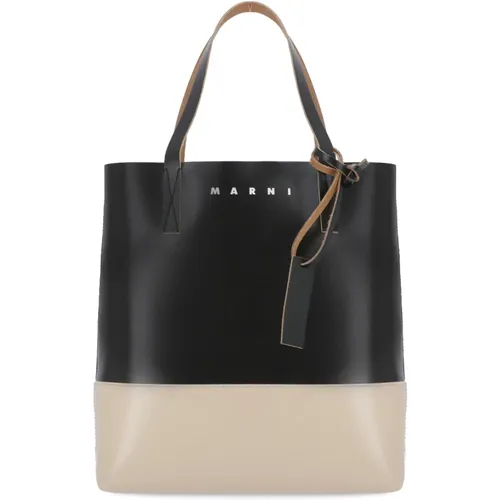MultiColour Shopper Bag with Contrasting Logo , female, Sizes: ONE SIZE - Marni - Modalova