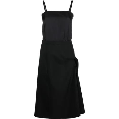 Silk Dress with Asymmetric Wool and Mohair Skirt , female, Sizes: XS - Maison Margiela - Modalova