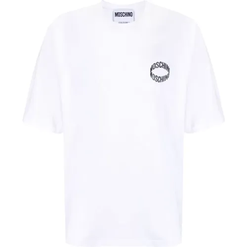 Weiße Logo Print T-shirts und Polos , Herren, Größe: S - Moschino - Modalova
