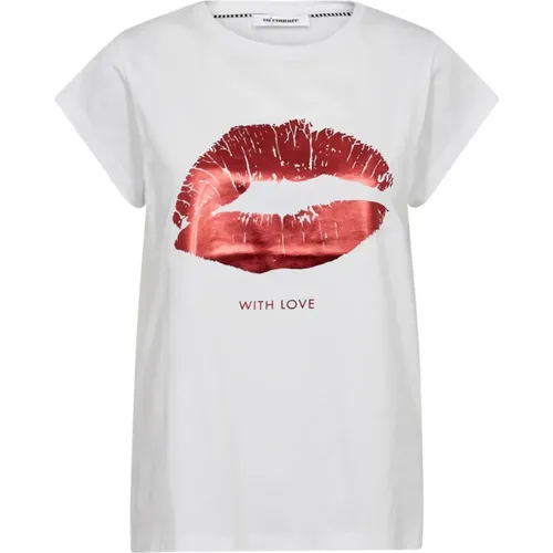 Metallic Print Tee Top , Damen, Größe: M - Co'Couture - Modalova