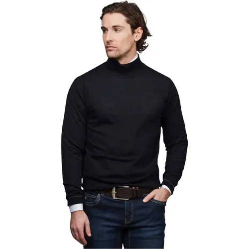 Merino Wool Polo Sweater - Navy , male, Sizes: 2XL, XL - Hansen & Jacob - Modalova