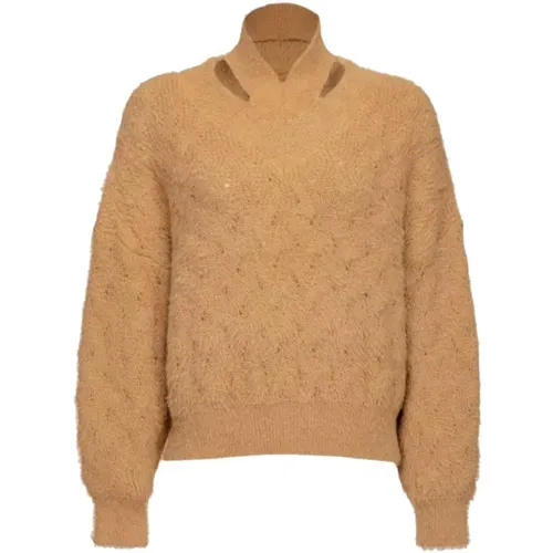 Weicher Teddy-Strickpullover mit Cut-Outs - pinko - Modalova