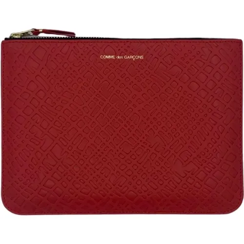 Rote geprägte Reißverschlusstasche , Herren, Größe: ONE Size - Comme des Garçons - Modalova