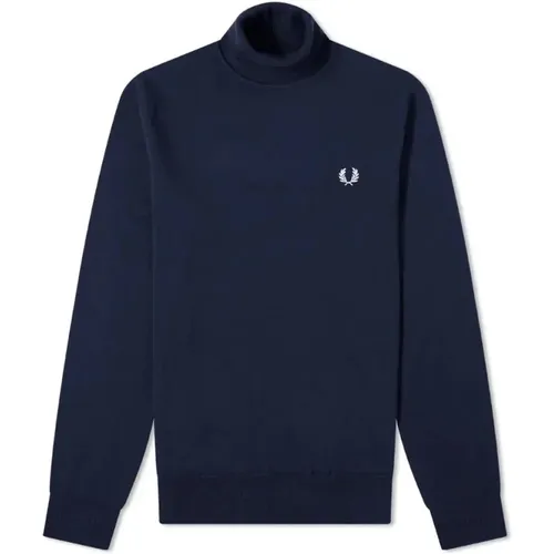 Navy Roll Neck Knit , male, Sizes: M, XL, L - Fred Perry - Modalova