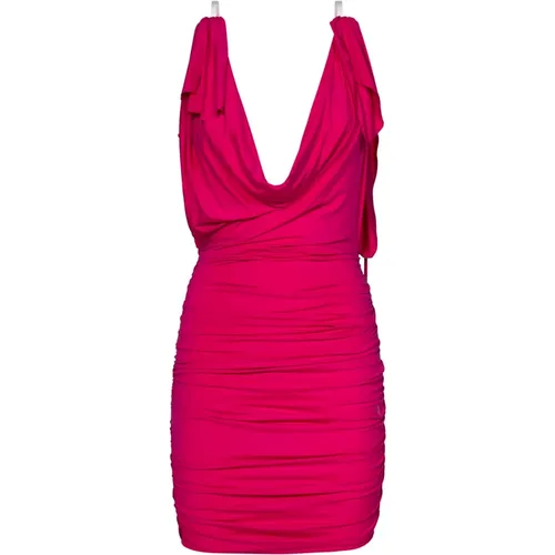 Fuchsia Mini Kleid mit Transparenten Trägern , Damen, Größe: 2XS - The Attico - Modalova