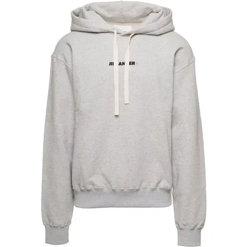 Herren Graue Baumwollhoodie , Herren, Größe: L - Jil Sander - Modalova