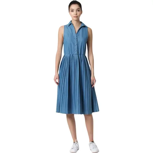 Denim Sleeveless Midi Dress , female, Sizes: L, M - Kocca - Modalova