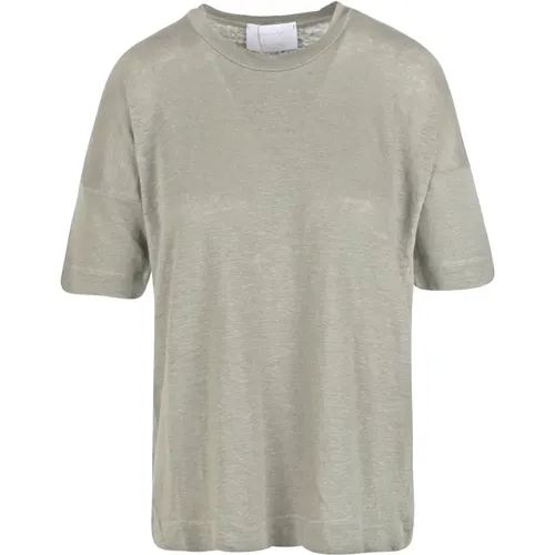 Linen T-shirt with Round Neck , female, Sizes: S, XS, M - Daniele Fiesoli - Modalova