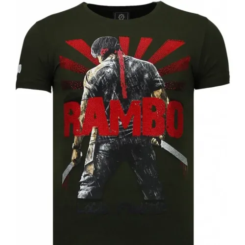 Rambo Shine Rhinestone - Herren T-Shirt - 5769G , Herren, Größe: 2XL - Local Fanatic - Modalova