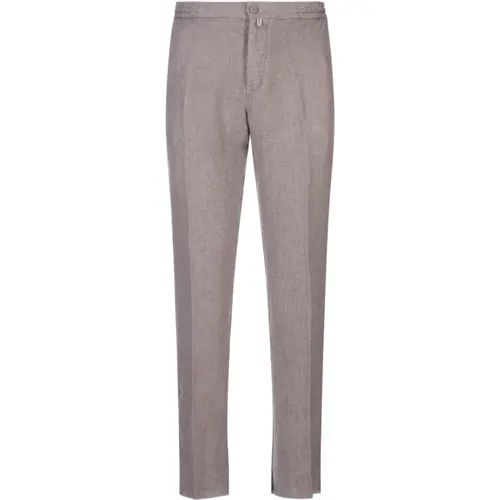 Grey Linen Regular-Fit Trousers , male, Sizes: W42, W36, W31, W32, W38, W35, W33, W34, W40 - Kiton - Modalova