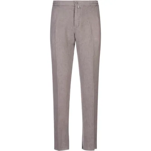 Grey Linen Regular-Fit Trousers , male, Sizes: W42, W36, W31, W38, W40 - Kiton - Modalova