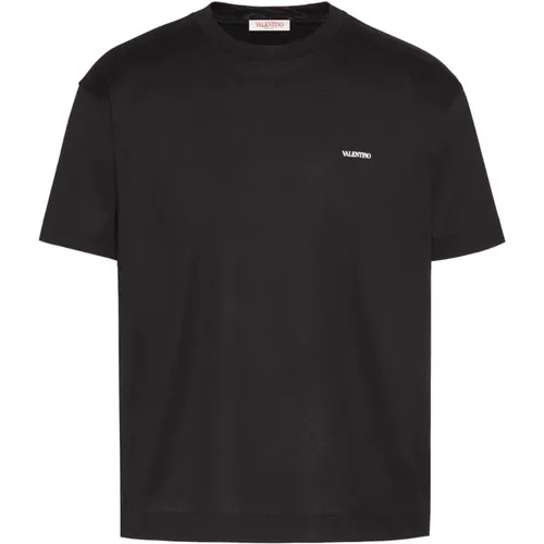 Nero Logo Baumwoll T-shirt Italien , Herren, Größe: L - Valentino Garavani - Modalova