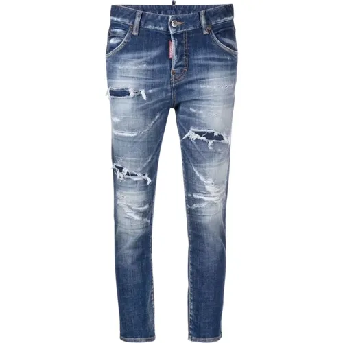 Gebleichte Cropped Slim-Fit Jeans , Damen, Größe: 2XS - Dsquared2 - Modalova