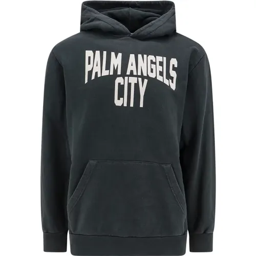 Grey Hooded Sweatshirt , male, Sizes: M, L - Palm Angels - Modalova