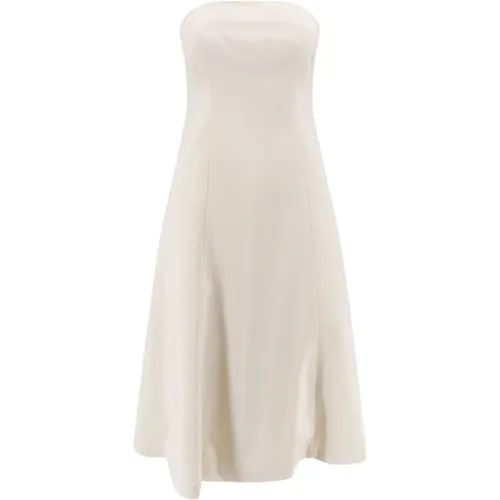 Weiße Flared Kleid mit Reißverschluss - Semicouture - Modalova