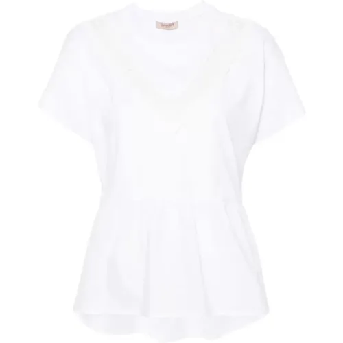 Elegant Flounce T-Shirt , Damen, Größe: M - Twinset - Modalova