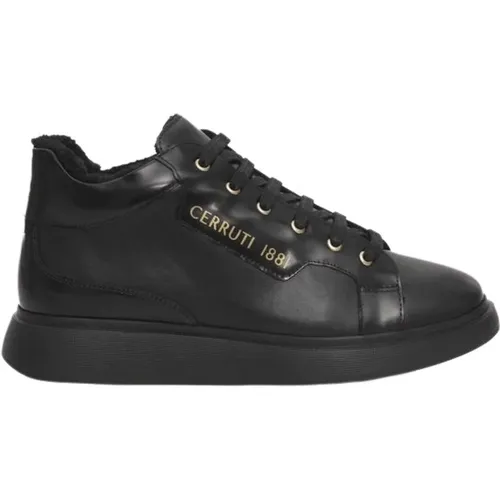 Schwarze Leder Plateau Sneakers Damen - Cerruti 1881 - Modalova