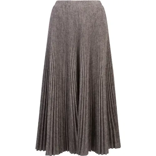 Flared Midi Skirt Grey Pleated , female, Sizes: S - Ermanno Scervino - Modalova