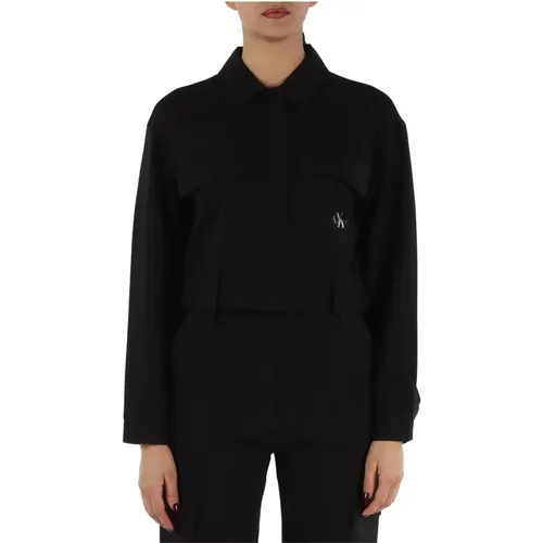 Jersey Zip Jacket with Classic Collar , female, Sizes: M, S, XS - Calvin Klein Jeans - Modalova
