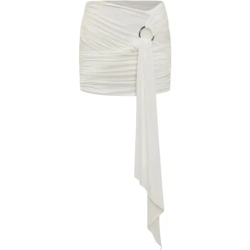 Eleganter Weißer Minirock mit gedrehtem Effekt und Schleife , Damen, Größe: S - The Attico - Modalova