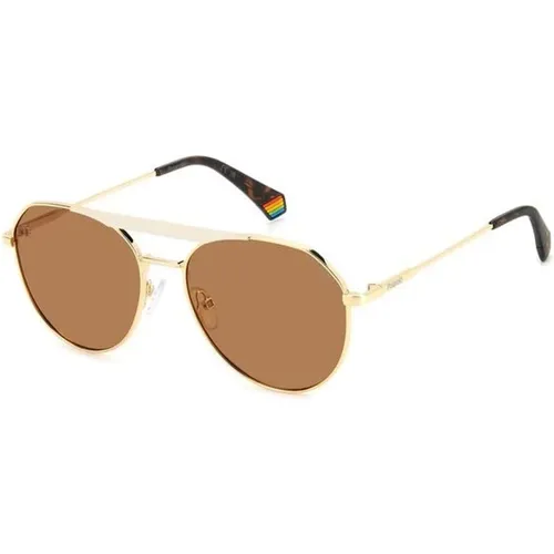 Goldene Metall-Sonnenbrille - Polaroid - Modalova