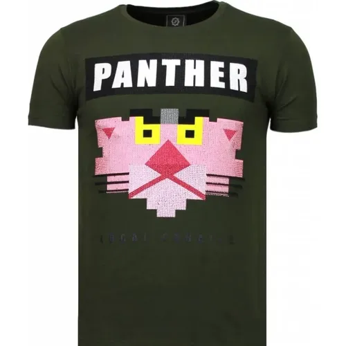 Panther Für Eine Cougar Strass T-Shirt Herren - 5780G - Local Fanatic - Modalova