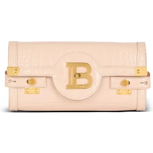 B-Buzz Pouch 23 in crocodile-embossed calfskin , female, Sizes: ONE SIZE - Balmain - Modalova