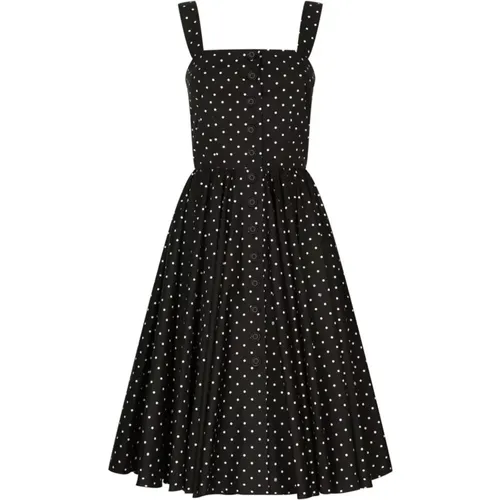Midi-Kleid mit Polka-Dots und Knopfdetails - Dolce & Gabbana - Modalova