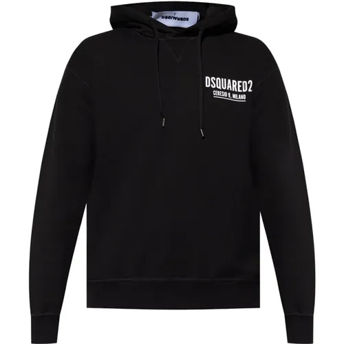Schwarzer Logo Sweatshirt , Herren, Größe: L - Dsquared2 - Modalova