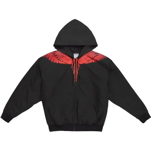 Red Icon Wings Hoodie , male, Sizes: M - Marcelo Burlon - Modalova