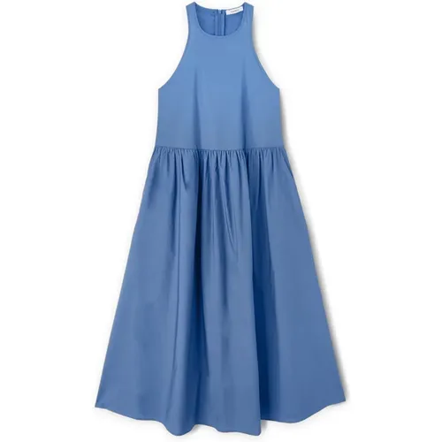 Midi-Kleid aus Baumwollpopeline mit Neckholder-Ausschnitt - Motivi - Modalova