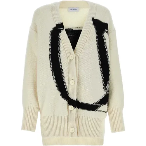 Off , Gemütlicher Ivory Woll-Cardigan , Damen, Größe: 2XS - Off White - Modalova