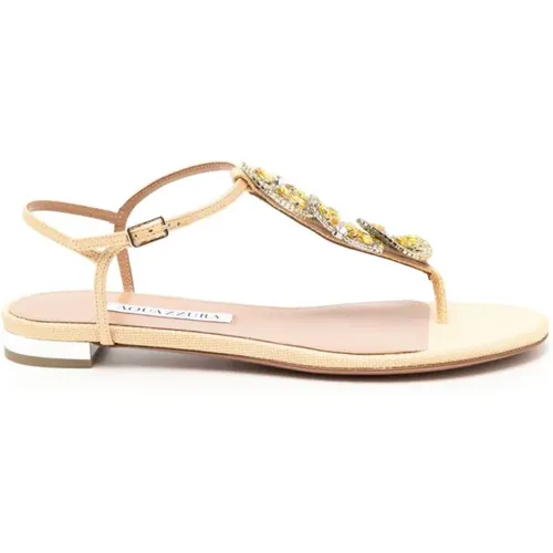 Lemon Jewel Flat Sandals , female, Sizes: 8 UK, 3 UK, 4 UK, 5 UK, 6 UK, 4 1/2 UK - Aquazzura - Modalova