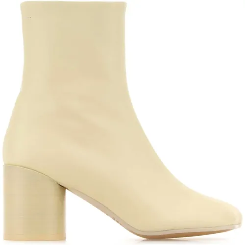 Ivory Leder Stiefeletten 7cm Absatz , Damen, Größe: 36 1/2 EU - MM6 Maison Margiela - Modalova