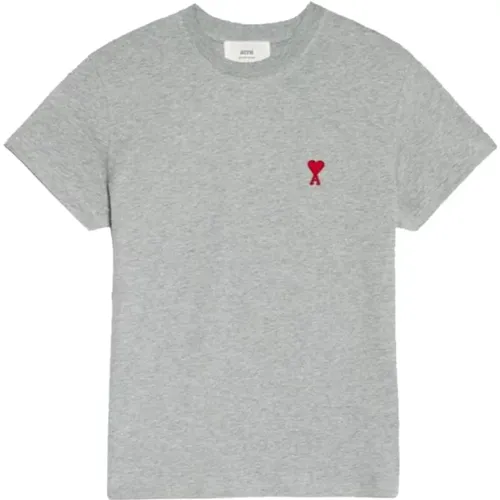 Grey Cotton T-Shirt , male, Sizes: 3XL, 2XL - Ami Paris - Modalova