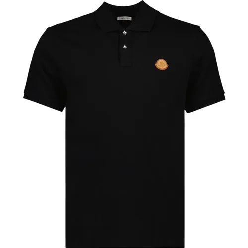 Leather Logo Polo Shirt , male, Sizes: S - Moncler - Modalova