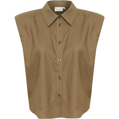 Stone Linen Shirt Blouse , female, Sizes: M, XL, S, XS - Gestuz - Modalova