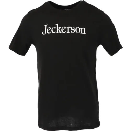 Schwarzes T-Shirt mit Print und Kurzen Ärmeln , Herren, Größe: M - Jeckerson - Modalova