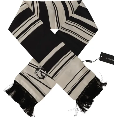 Luxury Silk Striped Men's Scarf , male, Sizes: ONE SIZE - Dolce & Gabbana - Modalova