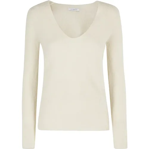 V-Neck Sweater , female, Sizes: L, S, M, XS - Malo - Modalova