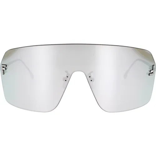 Contemporary Shield Sunglasses with Crystal Detail , unisex, Sizes: ONE SIZE - Fendi - Modalova
