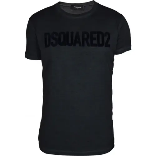 Dunkelgraues T-Shirt mit kurzen Ärmeln , Herren, Größe: L - Dsquared2 - Modalova